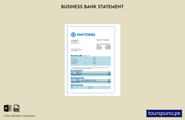 listo para imprimir Plantilla de plantilla de Word y PDF del extracto bancario 2